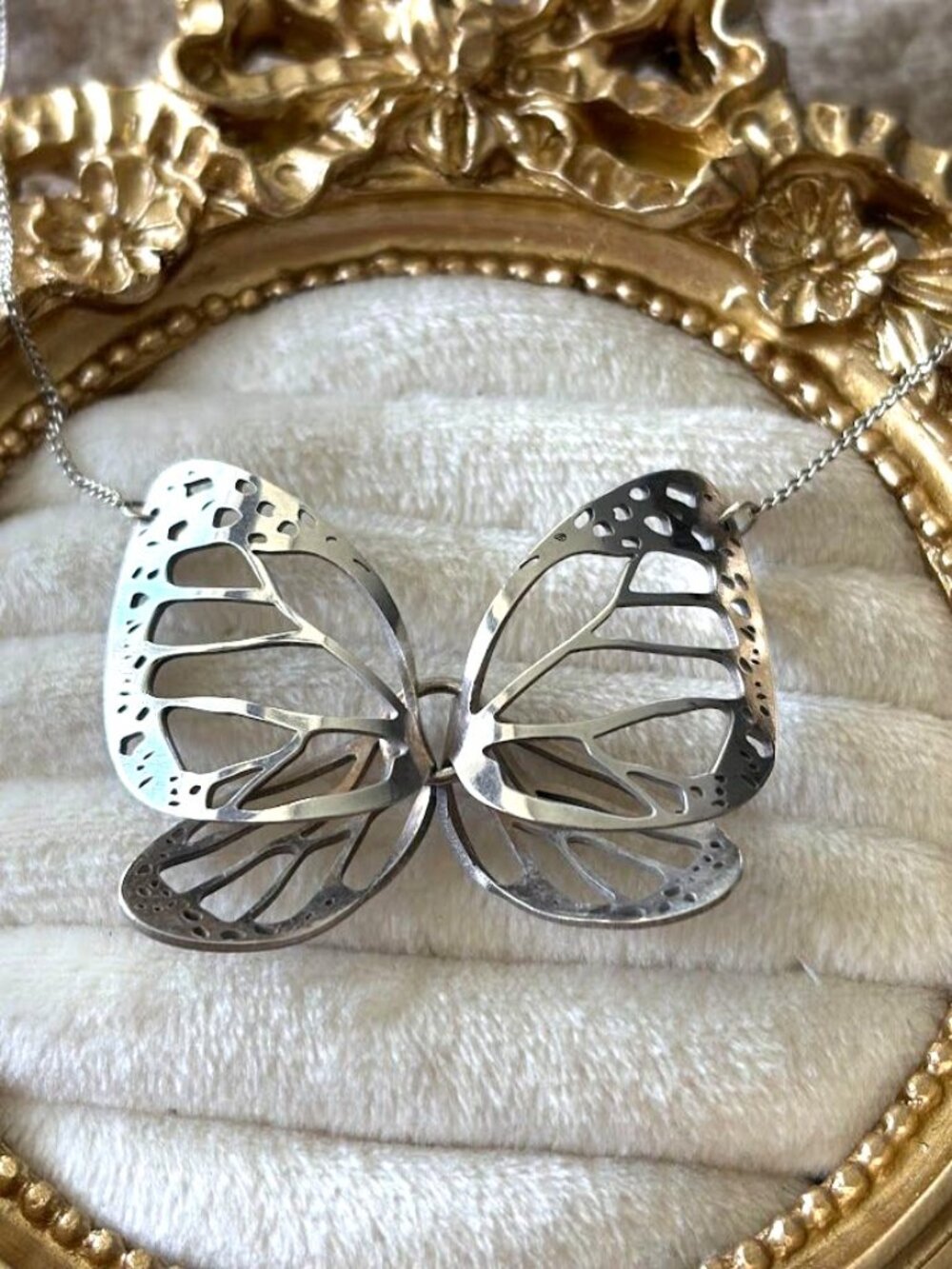 Vintage Mexican Sterling Silver Articulated Butterfly Necklace 925 JS Kinetic - Picture 8 of 8